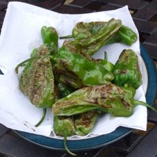 Padrons pan fried on the BBQ